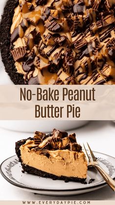 no - bake peanut butter pie on a plate