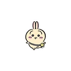 a cartoon rabbit holding a flower in its hand and looking at the camera with an expression on