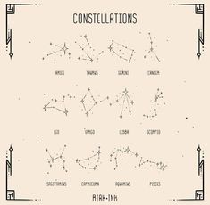 the twelve constellations are shown in black and white