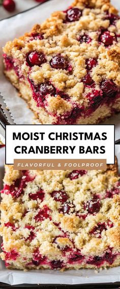 Image for Moist Christmas Cranberry Bars Bar Cookies With Jam, Holiday Cranberry Desserts, Cranberry Streusel Bars, Dessert With Fresh Cranberries, Cranberry Crunch Bars, Fresh Cranberry Baked Goods, Baked Treats For Christmas Gifts, Cranberry Breakfast Bars, Cranberry Walnut Bars