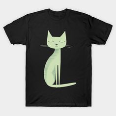 a black t - shirt with a green cat on it