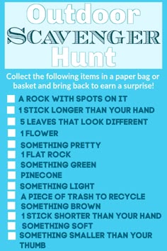 an outdoor scavenger hunt with instructions