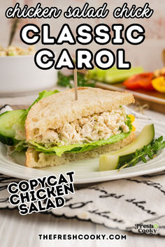 A chicken salad sandwich with white bread on a plate. Classic Carol Chicken Salad Chick Recipe, Homemade Chicken Salad Recipe Easy, Classic Carol Chicken Salad, Homemade Chicken Salad Recipe, Chicken Entree Recipes, Cooking Duck, Chicken Salad Chick Recipe, Homemade Chicken Salad, Chicken And Salad