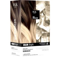 Color Bright One Step Bleach & Color Kit Igk The First Ever Bleach-And-Color Kit Designed To Add Bright Pops Of Color To Darker Hair In A Single Application. Fully Saturate Small Sections To Create On-Trend Looks. Not Intended For Full Head Application. Fyi: This Kit Is Designed For Medium To Darker Hair Not Previously Lightened With Bleach. Be Sure To Follow Usage Directions And Saturate The Hair Generously For Best Results. Results May Vary Based On Each Individual's Hair And Product Applicati Hair Color Bright, Brown Hair With Silver Highlights, Darker Hair, Silver Highlights, Bright Hair Colors, Cool Blonde, Hair Color For Women, Color Kit, Bleach Color