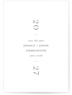 the save date card is shown in black and white, with an elegant font on it