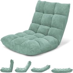 an image of a chair that is in the shape of a reclining couch with footrests