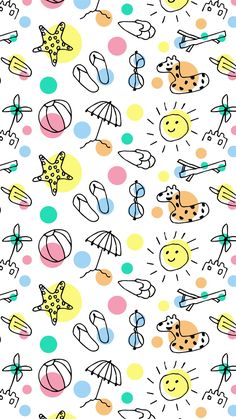 an image of a colorful pattern with dots and stars on white background for wallpaper