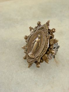 Ring - Blessed Virgin Mary Vintage Brass Adjustable - Handmade on Etsy, £23.08 Antique Jewelry Ring With Antique Finish, Antique Finish Anniversary Jewelry Ring, Unique Antique Finish Rings As Gift, Handmade Adjustable Vintage Jewelry, Collectible Antique Finish Jewelry Ring, Collectible Antique Finish Ring, Antique Finish Jewelry Ring As A Gift, Antique Finish Ring Jewelry For Gift, Antique Finish Ring Jewelry Gift