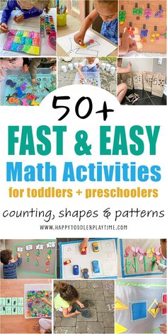 the cover of 50 fast and easy math activities for toddlers and preschoolers