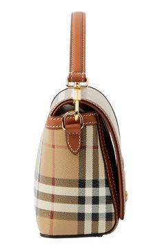 Burberry check patterns this coated-canvas bag trimmed in topstitched leather, accented with gleaming hardware and convertible from crossbody to clutch. Magnetic-snap flap closure Removable top carry handle; removable, adjustable crossbody strap Interior card slot Textile with leather trim Made in Italy Designer Handbags Burberry Body Bag, Burberry Coin Purse, Burberry Top, Burberry Handbags, Burberry Women, Beauty Bag, Handle Bag, Check Pattern, Burberry Bag