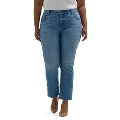 Lee Plus Midrise Straight Jeans sit right at the waist, supporting and flattering your figure. Weve included legendary Lee details like 5 pocket construction and Lee leather patch. Made with premium, sustainable Repreve Fiber so youll feel good wearing these jeans both inside and out. Size: 20WS.  Color: Blue.  Gender: female.  Age Group: adult. Style Girlfriend, Plus Size Pants, Best Wear, Plus Size Jeans, Blue Gender, Colored Jeans, Denim Fashion, Straight Jeans, Fashion Pants