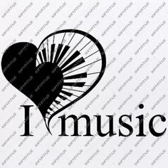 i love music with piano keys in the shape of a heart