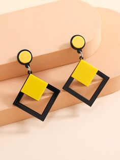 Yellow Fashionable Collar  PMMA  Dangle Embellished   Jewelry Yellow Polymer Clay Earrings, Diy Jewelry Hacks, Fall Fashion 2022, Jewelry Hacks, Wood Jewelery, Diy Fabric Jewellery