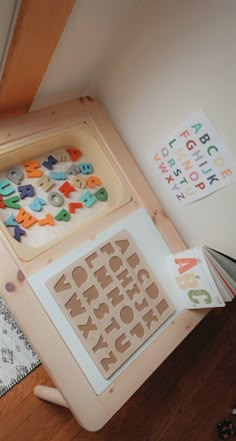 ABCs, Flisat Activity Table, Sensory Bin Flisat Ikea, Montessori Daycare, Ikea Table, Baby Sensory Play, Sensory Crafts, Baby Play Activities