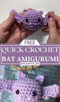 a crochet bat amigurum is being held by someone's hands