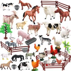 many farm animals are shown in this image