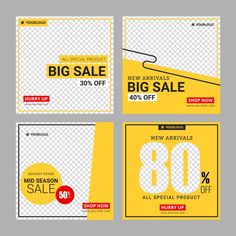 the big sale banner with yellow and black colors on transparent background, suitable for any type of