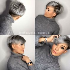 Speciaal voor alle dames die dol zijn op grijze korte kapsels: 10 toppertjes!!! - Kapsels voor haar Pixie 360, Back Undercut, Undercut Hairstyles Women, Short Grey Hair, Blonde Pixie Haircut, Hair 2018, Popular Haircuts, Short Pixie Haircuts, Undercut Hairstyles