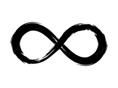 an infinite sign drawn in black ink