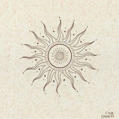 a drawing of a sun on a white background