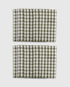 two green and white checkered napkins