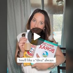 a woman is holding several different products in her hands and the caption reads smell like a divra'alwayss