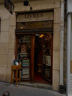 a store front with many books on display