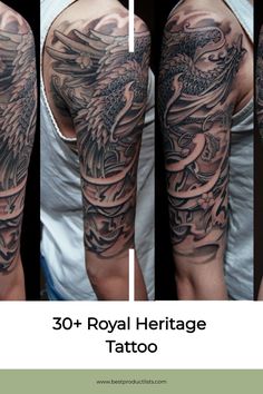 an image of a man's arm with tattoos on it and the words 30 royal heritage