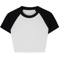 Raglan Short Sleeve Crop Top (41 AUD) ❤ liked on Polyvore featuring tops, crop top, bunny top, cut-out crop tops, short sleeve tops and raglan sleeve top Baju Crop Top, Crop Top Mockup, Raglan Crop Top, Crop Top Short Sleeve, Korean Top