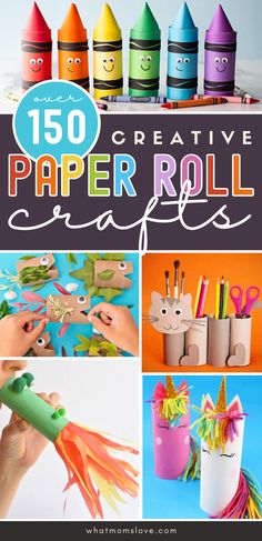 some crafts that are made with crayons and paper rolls