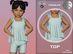 The Sims Resource - Toddler SET 433 - Top Sims 4 Studio, Toddler Skirt, Free Sims 4, Sims 4 Teen, Sims 4 Mods Clothes