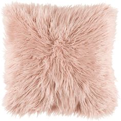 a light pink pillow with long fur on the front and back of it's sides