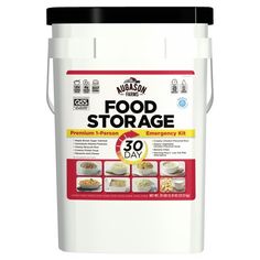 a bucket of food storage on a white background