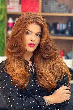 Copper-Toned Long Layered Thick Hair Layered Lace Front Wigs, Full Lace Wig Glueless, Human Lace Wigs, Celebrity Wigs, Long Hair Wigs