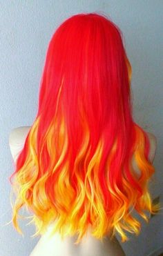 Colorful Wig, Yellow Hair Color, Ombre Blond, Ombre Wig, Brown Ombre Hair, Pretty Orange, Hair Color Crazy, Yellow Ombre