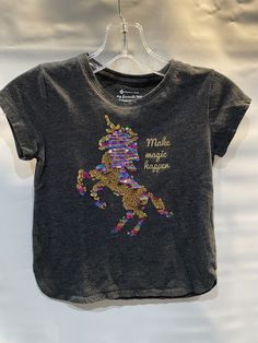 Members Mark My Favorite Tee Girls Sequenced Unicorn Short Sleeve Shirt Size 7/8 Members Mark, Casual Button Down Shirts, Short Sleeve Shirt, Casual Shirts, Shoe Accessories, Mens Accessories, Size 7, Mens Outfits, Clothes