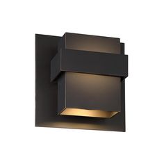 an outdoor wall light with two lights on each side and a black cover over the top