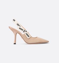 J'Adior Slingback Pump Nude Technical Fabric | DIOR Sepatu Pump, Dior Atelier, Ribbon Flats, Dr Shoes, Christian Dior Couture, Dior Couture, Bow Flats