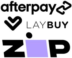 two different logos with the words afterpay and laybuy on top of each other