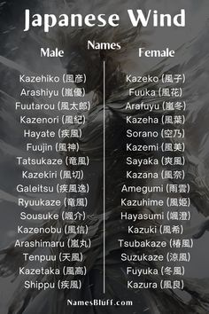 an image of japanese wind names