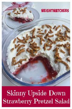 Weight Watchers Skinny Upside Down Strawberry Pretzel Salad: #weightwatchers #lowcalorie #lowsugar #weightwatchersrecipes #smartpoints #sugarfreejello #coolwhip #nobake #dessertrecipe #wwdessert Low Calorie Jello Recipes, Weight Watchers Strawberry Pretzel Salad, Ww Strawberry Pretzel Dessert, Ww Fruit Salad, Ww Jello Recipes, Ww Strawberry Dessert, Weight Watchers Jello Desserts, Weight Watchers Low Carb Recipes, Low Calorie Fruit Salad