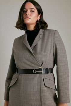 Curve Country Check Investment Notch Coat Boyfriend Coat, Black Leather Belt, Classic Mini, Curves Workout, Karen Millen, Metal Hardware, Fashion Face, Double Breasted Suit Jacket, Flare Jeans