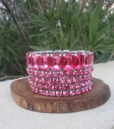 Pink bracelets Pink Rhinestone Beaded Bracelet As Gift, Dazzling Pink Rhinestone Jewelry, Cheap Hand-strung Pink Bracelets, Pink Rhinestone Bangle Bracelet, Nickel-free Pink Crystal Bracelet As A Gift, Simply Lovely, Rhinestone Bracelet, Pink Rhinestones, Pink Bracelet