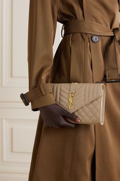 Dark Beige, Canvas Shoulder Bag, Quilted Leather, Leather Pouch, Free Bag, Net A Porter, Ysl Bag, Chain Strap, Leather Shoulder Bag