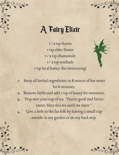 a poem written in the language of fairy elixir with an image of a green fairy