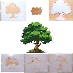 the cut outs are showing different types of trees