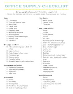 the printable office supply checklist