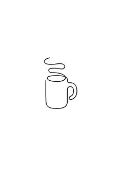 a line drawing of a coffee cup