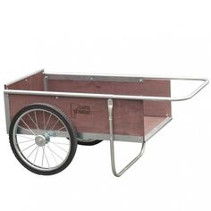 a wooden wagon with wheels on a white background