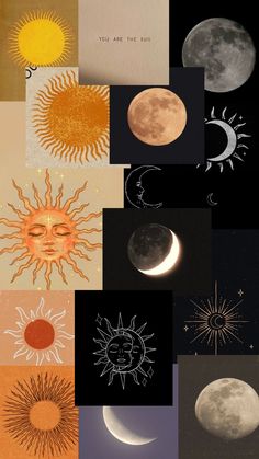 the sun, moon and stars are all different colors